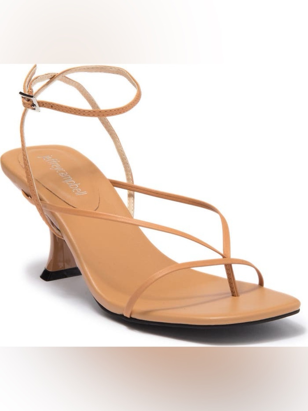Jeffrey Campbell Tan Square Toe Strappy Heels Sandals 7.5 Minimalist